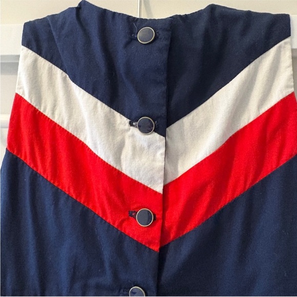 Tommy Hilfiger Navy White and Red Chevron Pleated Dress - Picture 4 of 6